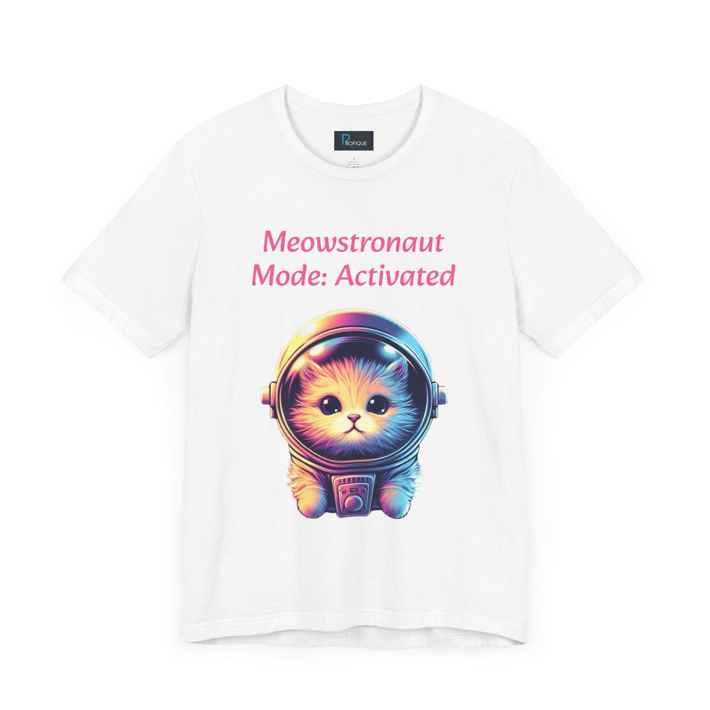 Astronaut Cat Graphic Tee, Custom Text, Cute Cat T-Shirt, Unisex Jersey Tee, Gift for Cat Lovers, Fun Space Theme, Gift for Mom