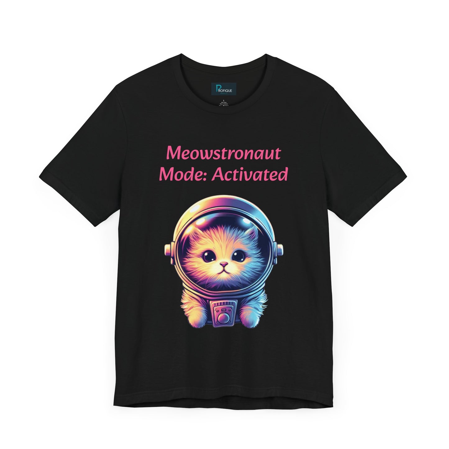 Astronaut Cat Graphic Tee, Custom Text, Cute Cat T-Shirt, Unisex Jersey Tee, Gift for Cat Lovers, Fun Space Theme, Gift for Mom