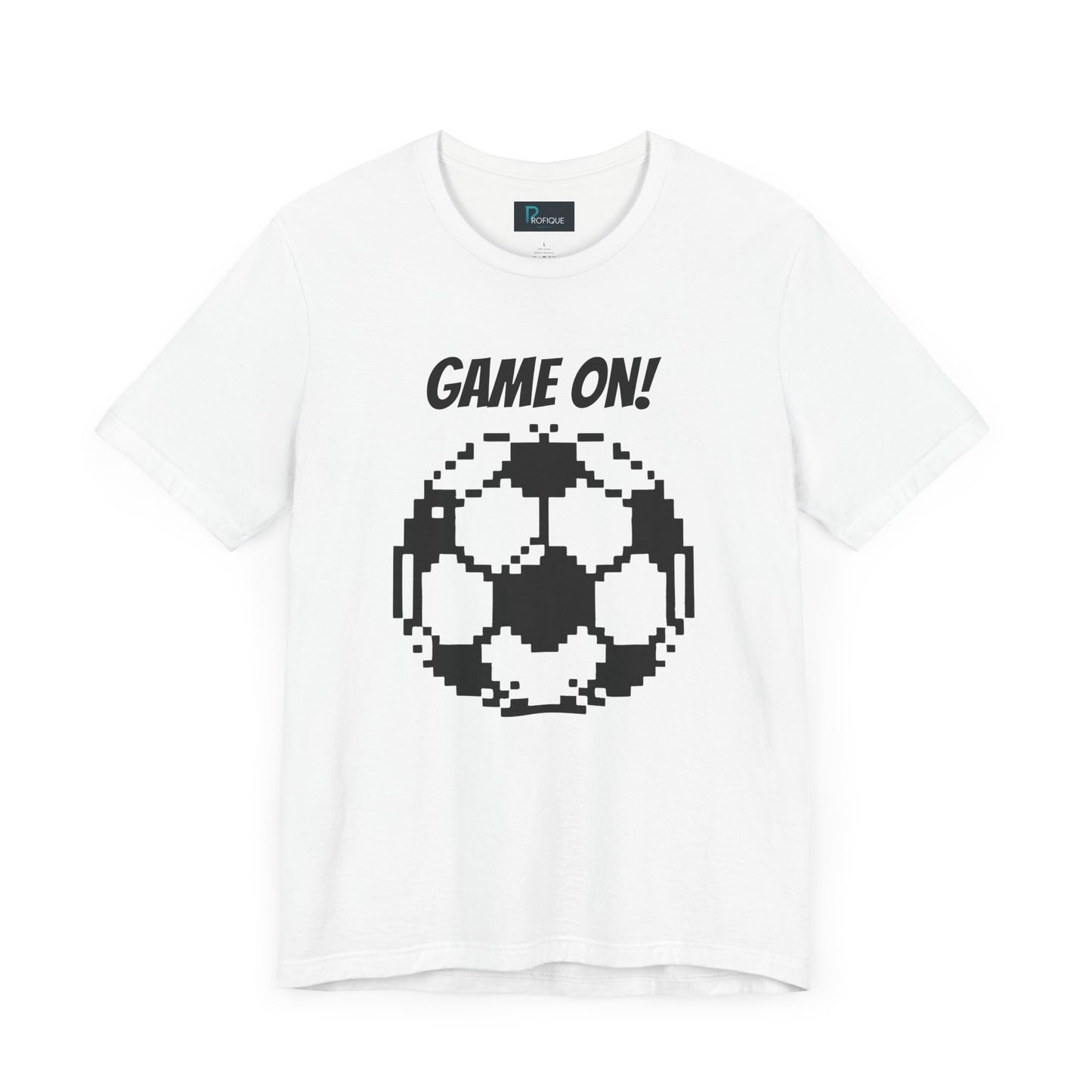 Pixelated Soccer Tee 'Game On', Custom text, Unisex Jersey Short Sleeve Shirt, Gamer Shirt, Gift for Football Lovers, Casual Style