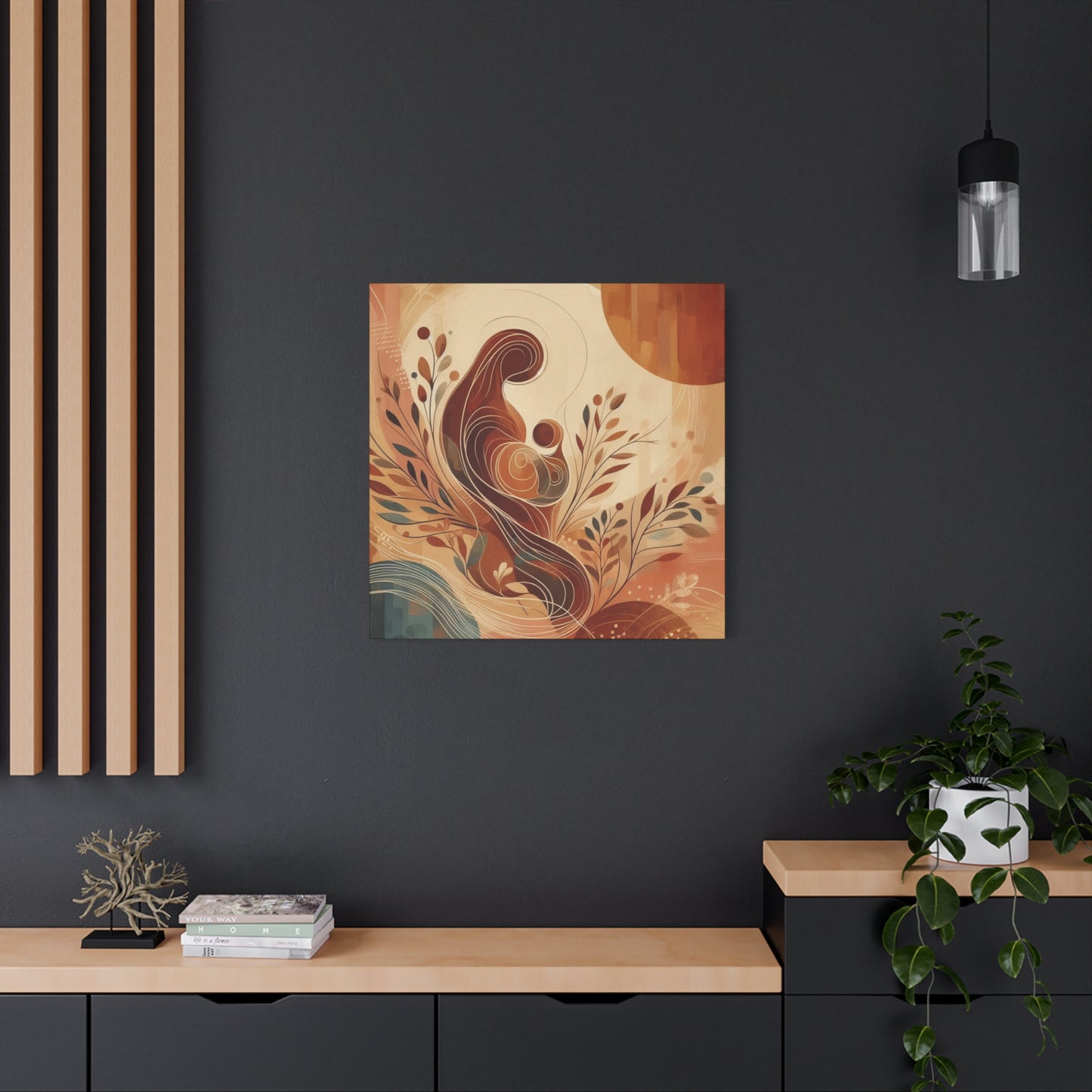 Abstract Motherhood Matte Canvas Art, Boho Wall Decor, Gift for New Moms, Baby Shower Decor, Modern Home Art